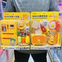 Mai Le Bao Đồ dùng nhà bếp mô phỏng mini, rau củ quả, tủ lạnh, máy ép trái cây, máy làm bánh mì, công cụ giáo dục, đồ chơi giả vờ