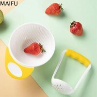 MAIFU Dụng cụ ép khoai tây MASHER thủ công Máy nghiền thức ăn Dụng cụ cho bé ăn Dụng cụ thực phẩm bổ sung Hai Mảnh Máy xay thức ăn trẻ em Máy xay thực phẩm bằng tay Bát chế biến thực phẩm Bát mài