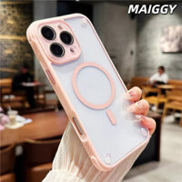 Maiggy Crystal Lens Film Vỏ điện thoại từ tính cho iPhone 16 15 14 13 12 Pro Max Túi khí chống rơi