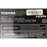 Main; Loa; Đèn nền; Bo nguồn; Bo Tcon TIVI TOSHIBA 49L5650VN