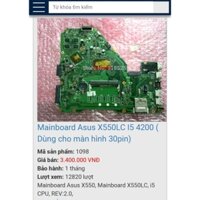 mainboard ASUS X550JK  X550JD X550JX FX50J cpu I5-4200H ram 4GB VGA rời zin chạy màn 30pin