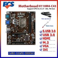 Mainboard - Bo Mạch Chủ Máy tính ECS H110M4-C43 / H81 / H61 đẹp như mới, Tháo máy Hàn, Kèm cáp Sata, Keo tản nhiệt