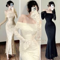 [MAISEY 2342] ĐẦM REN TRỄ VAI TAY ỐNG LOE ĐUÔI CÁ DÁNG DÀI SANG TRỌNG