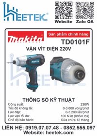 MAKITA TD0101F MÁY VẶN VÍT ĐIỆN 220V TIỆN LỢI, DỄ SỬ DỤNG VỚI LỰC SIẾT MẠNH MẼ, ĐỘ BỀN CAO