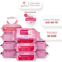 (Mall) Thùng 10 Gói Khăn Ướt Gumi Kid Công Nghệ Nano Bạc Kháng Khuẩn Khuyên Dùng Cho Bé