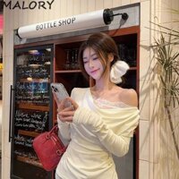Malory Áo dài tay khâu ren phong cách Hàn Quốc