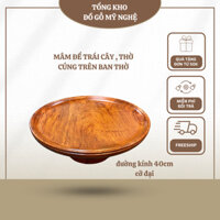 Mâm bồng đựng ngũ quả gỗ hương đá liền khối, đường kính 40cm cỡ đại