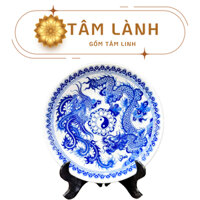 Mâm bồng gốm sứ Bát Tràng, Mâm ngũ quả, đĩa đựng trái cây, đĩa thờ cúng Hoạ tiết vẽ tay Tâm Lành