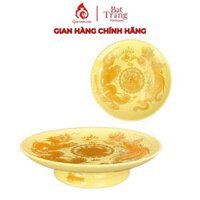 Mâm bồng sứ Bát Tràng Gốm Thiên Long 230882 màu vàng vẽ ánh kim rồng phượng - Full size
