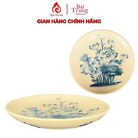 Mâm bồng sứ Bát Tràng Gốm Thiên Long 230887S men rạn vẽ hoa sen - Đế thấp full size