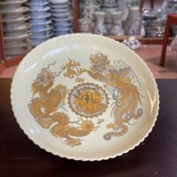 Mâm Bồng Thờ Rồng Phượng Men Vàng Ngà