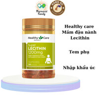 Mầm Đậu Nành [Úc] Lecithin Healthy Care 1200mg - Làm đẹp da, cải thiện sức khỏe - có tem 100 viên