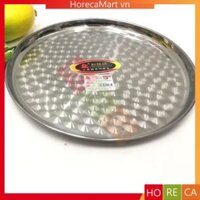 Mâm inox tròn (size ø33/36cm), inox dày chắc chắn - Mâm bưng cơm gia đình, sáng bóng (mã A22)
