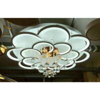Mâm led 3 màu mika 15 cánh gắn trần thạch cao, Đèn mâm led điều khiển từ xa bằng remote, Đèn áp trần đơn giản,sang trọng