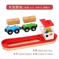 mầm non khối xây dựng giáo dục trẻ em của các phụ kiện hàng mô hình tàu gỗ bằng gỗ thuyền đánh cá ba chiều nhân vật phản diện cảnh sáng tạo Đồ chơi bằng gỗ