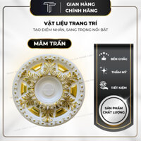 Mâm trần nhựa pvc mân trần pu trắng dát vàng kích thước 590mm sắc sảo sang trọng MT043