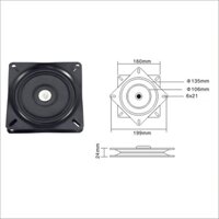 Mâm xoay ghế đàn hồi đen tĩnh điện Loại 160x160mm