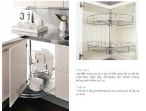 Mâm xoay góc 1/2 inox mờ Huge H-MC1318