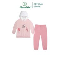 (MamanBébé chính hãng) SL195 Bộ quần áo dài tay cho bé kẻ Chú Rái cá La Pomme - Hồng