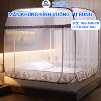 Màn chụp tự bung đỉnh vuông, Mùng chụp tự bung người lớn chống muỗi gấp gọn tiện dụng