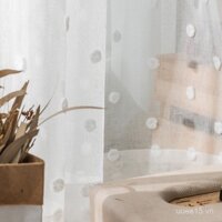 Màn cửa sổ Marshmallow 3D Jacquard cắt hoa thủ công, màn cửa sổ vintage chấm bi trắng, rèm cửa sổ cho phòng trẻ em