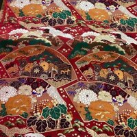 [Mận đỏ] YS 1#仙鹤云锦布料民族风马甲服装镶边手工DIY织锦缎面料 Chiều rộng 70CM