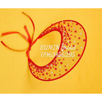 Mấn Đội Đầu Cô Dâu Đính Hạt Siêu Xinh_Mấn Trắng Đỏ Cho Cô Dâu