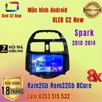 Màn Hình Android OLED C2 New Chip 8X có quạt tản nhiệt Theo Xe SPARK 2010 - 2014, 9 inch kèm dưỡng và jack nguồn