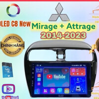Màn hình android OLED C8 New - OLEDPRO X4 theo xe Attrage + Mirage 2014 - 2024, 9 inch kèm dưỡng và jack nguồn zin ..
