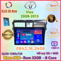 Màn hình android OLED C8 New - OLEDPRO X4 theo xe Vios 2008 - 2013 kèm dưỡng và jack nguồn zin theo xe