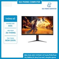 Màn hình AOC C27G4Z (27 Inch/FHD/Fast VA/280Hz/0.3ms/Curved) chuyên game