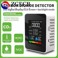 Màn hình chất lượng không khí ZGECB, Máy dò CO2 nhiệt độ 5 trong 1, Máy kiểm tra độ ẩm đa chức năng LCD TVOC Tester Meter