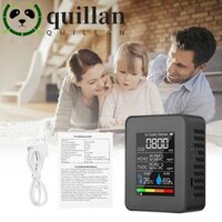 Màn hình chất lượng không khí QUILLAN, Máy đo độ ẩm 5 trong 1 Máy dò CO2, Máy kiểm tra TVOC nhiệt độ LCD di động tại nhà