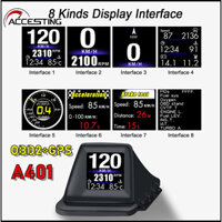 Màn hình hiển thị HUD trên ô tô A401, Màn hình HUD OBD2, với Hệ thống kép OBDII G-PS Đồng hồ tốc độ OBD2 8 chế độ Màn hình bảng điều khiển dụng cụ đa chức năng Đồng hồ thông minh