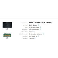 Màn Hình Laptop 15.6 Inch OLED Mỏng 30 Pin Tràn viền Không tai Thay Thế Cho Dell HP Lenovo Toshiba Asus