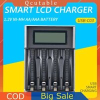 Màn hình LCD 4 khe cắm Bộ sạc pin AA AAA Đầu vào USB cho NI-MH / NI-CD AA AAA 1.2V