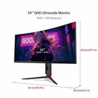 Màn hình LCD Cong Gaming KTC H34S18S 165Hz 2K (34 inch, 3440×1440, VA, 1500R, 165Hz, 1ms, G-Sync)