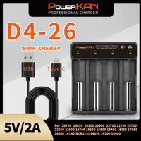Màn hình LED sạc pin POWERKAN D4-26 cho 4 pin Li-ion 3.7V 4.2V Tương thích với18650 14500 26650 21700..Pin Li-ion