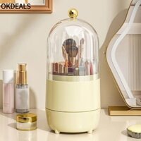Màn hình mỹ phẩm OKDEALS, 360° Giá đỡ bàn chải trang điểm dung tích lớn xoay, PP chống bụi có nắp hộp đựng dụng cụ trang điểm