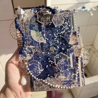 Màn hình quạt lông vũ, băng keo bằng vàng Laser, khung quạt nền phong cách Trung Quốc cổ đại, Gu Mei Liu lanh, đóng gói tuần hoàn