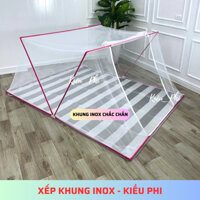 Màn Khung Inox 1m,1m2,1m4,1m6,1m8 Cao Cấp - Mùng Xếp Inox Thông Minh Gấp Gọn Chống Muỗi Người Lớn Tiện Dụng