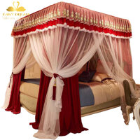 Màn khung không khoan tường -Mùng ngủ cao cấp Hiện đại đẹp mẫu màn cưới decor kiểu dáng công chúa  - Đỏ - 1m6 x 2m