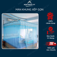 Màn Khung Xếp Gọn khung inox Ngọc Vy - trọn bộ mùng khung cao cấp( tặng kèm ốc vít)