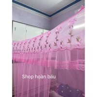 Màn mắc dây (DIỀM REN THÊU HOA HỒNG) loại đẹp, mùng dây 4 góc, chống muỗi, Chống côn trùng, mùng có cừa và mùng không cử