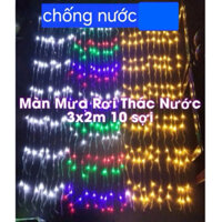 Màn rơi thác nước trắng trí Noel làm hang đá, trang trí Noel tết dây kín nước