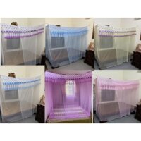 Màn tuyn Thái mắc dây 4 góc chống muỗi cho người lớn Mùng ren thêu hoa vi tính