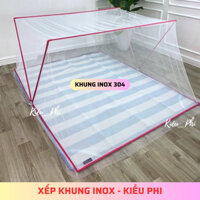 Màn xếp thông minh tự bung khung inox - Mùng xếp gấp gọn chống muỗi gia đình tiện dụng Kiều Phi