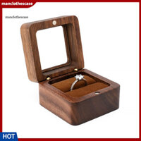 Manclothescase Nhẫn Hộp Vuông Gỗ Di Động Vintage Thiết Kế Bông Tai Hộp Cho Đám Cưới