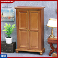 Manclothescase Tủ quần áo bằng gỗ thu nhỏ Tay nghề tỉ mỉ Retro Nhà búp bê tối giản Tủ quần áo thẳng đứng bằng gỗ cho ngôi nhà búp bê 1 / 12