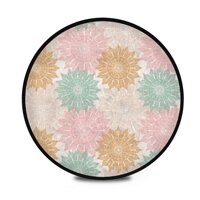 Mandala Flowers Round Area Rug 3ft Non Slip Doormat Folk-Custom India Floor Mats Carpet Yoga Mat Rug Runner Non Skid Washable for Bedroom Living Ro...